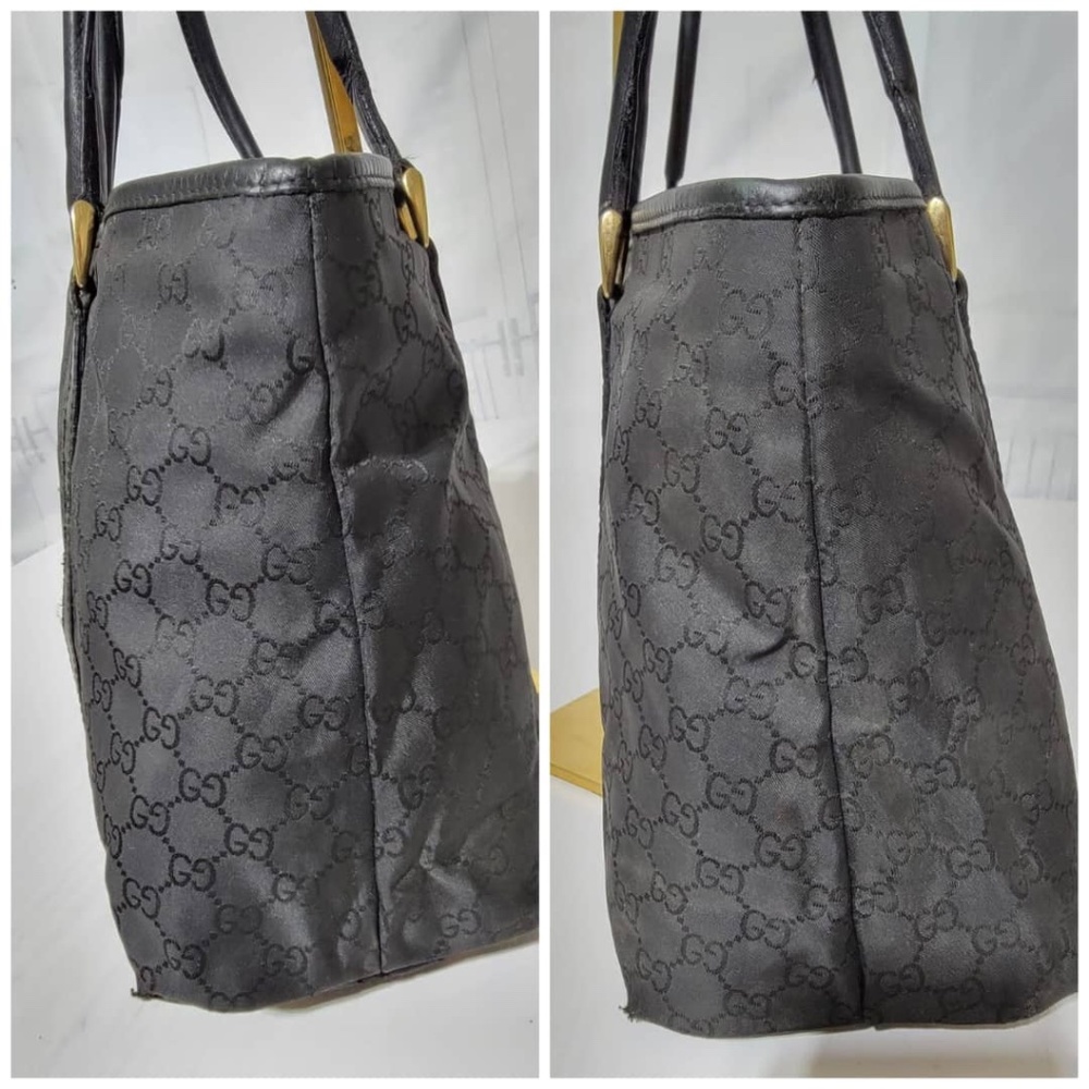 Authentic Gucci GG Nylon Canvas Tote Bag Black - Picture 6 of 14